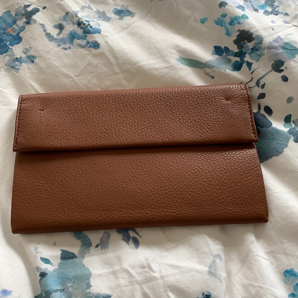 HOBO Brown Leather Foldover Clutch